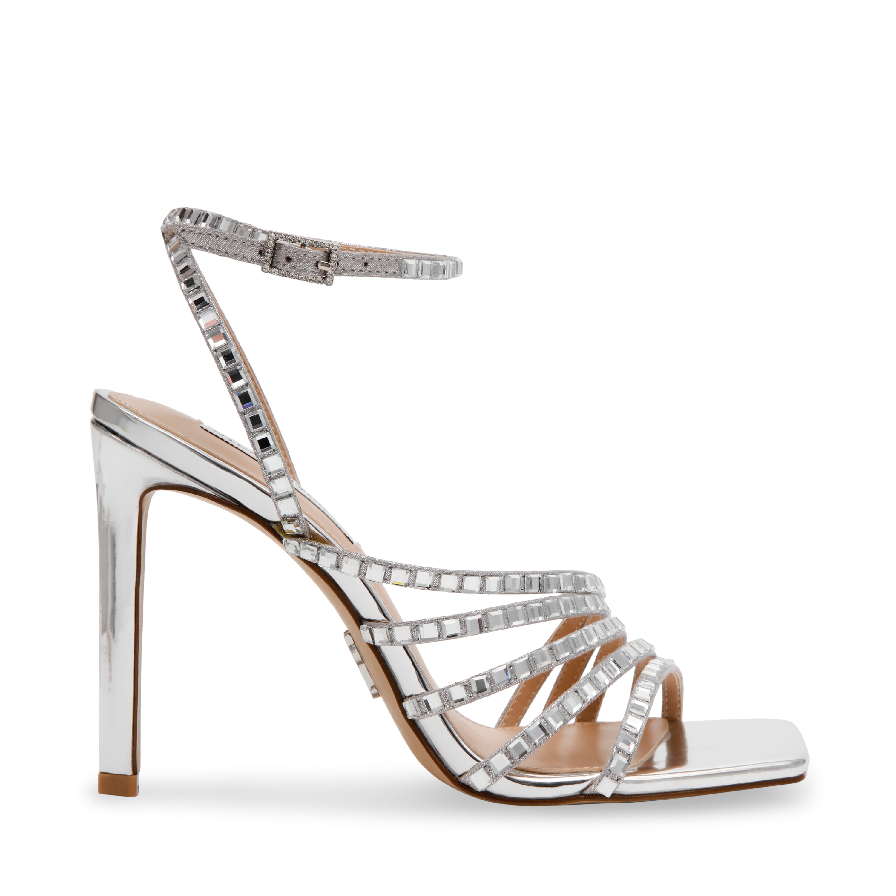 Zapatos Plateados Tacones Plateados Andrea Brillantes Sandalias